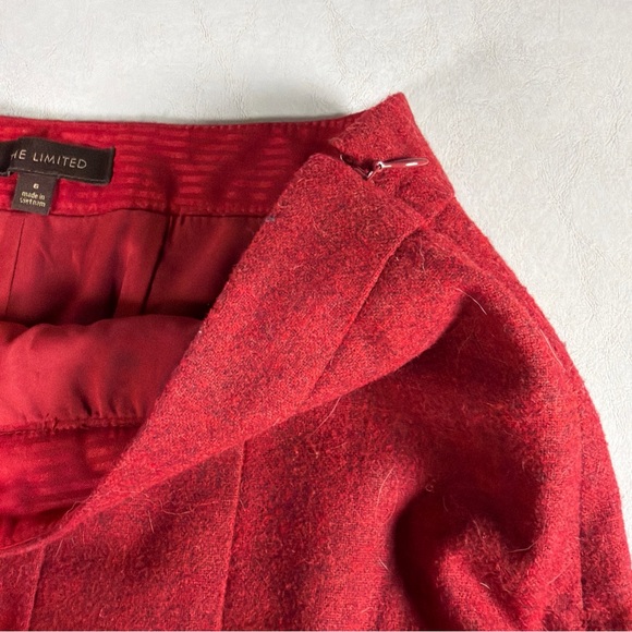 The Limited burgundy wool blend A-line skirt ruffle hem size 6 - Picture 5 of 10